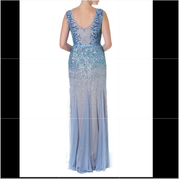 Blue Mist Sequined Gown w/ Illusion (Halter) Neck - Picture 8 of 8